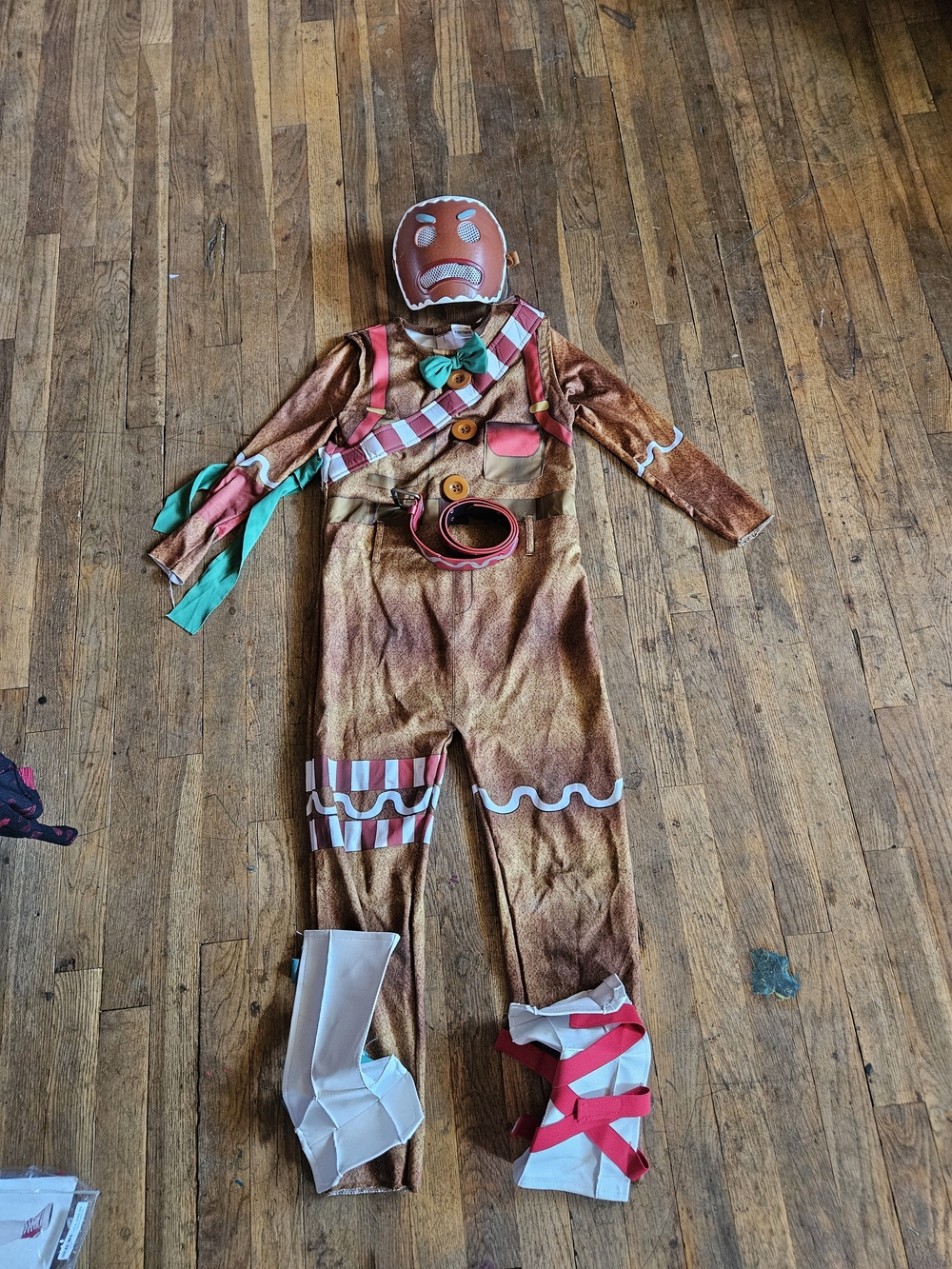fortnite Kids Gingerbread Dress-Up Costume in Brown with Red & Teal Accents
